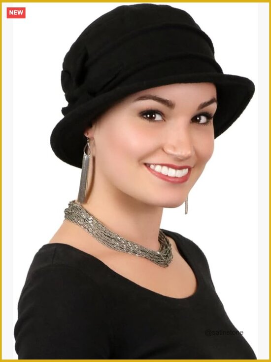 Lightweight Fleece Flower Cloche Hat for Women Chemo Headwear
